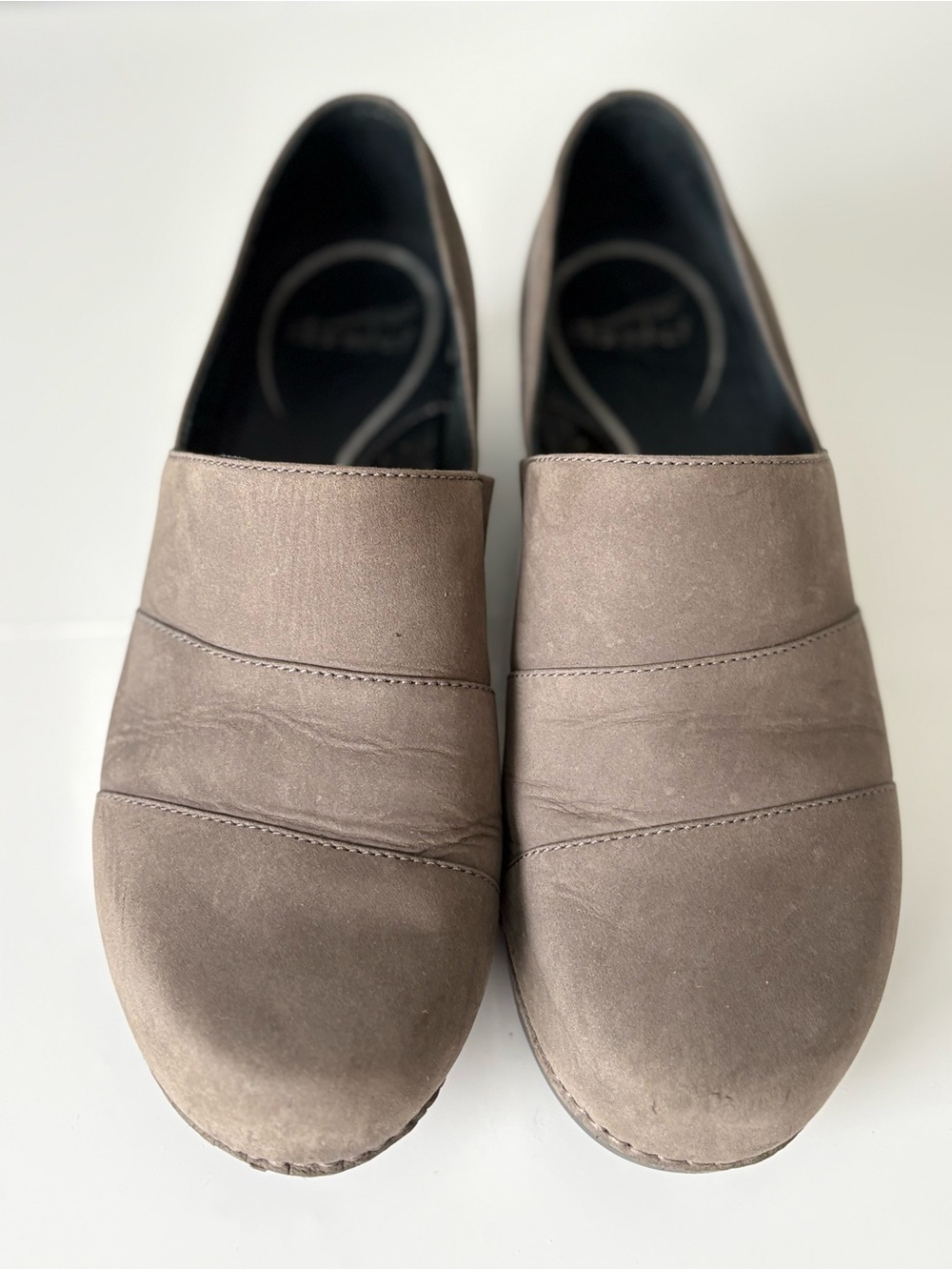 Dansko Taupe Gray Nubuck Leather Slip-On Comfort Clogs EU 40 - Picture 3 of 14